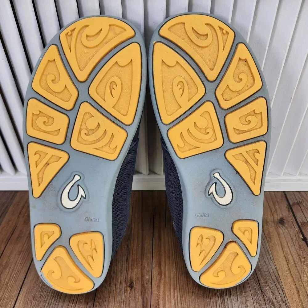 Olukai Nohea Mesh Mens Sz 9.5 Gray Slip On Mesh Dock Beach Casual Loafers Shoes